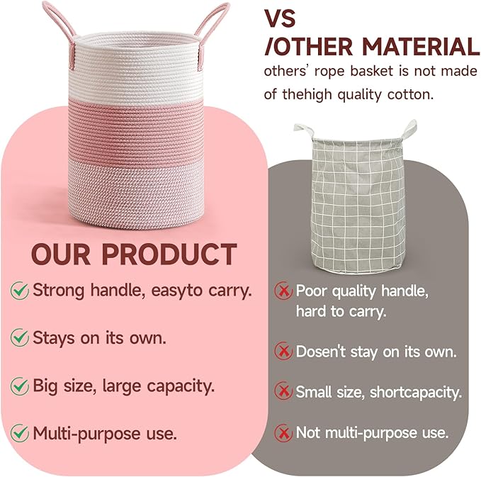 CLHMILY&Z 60L Laundry Basket Round Storage Rope Basket - Image 6