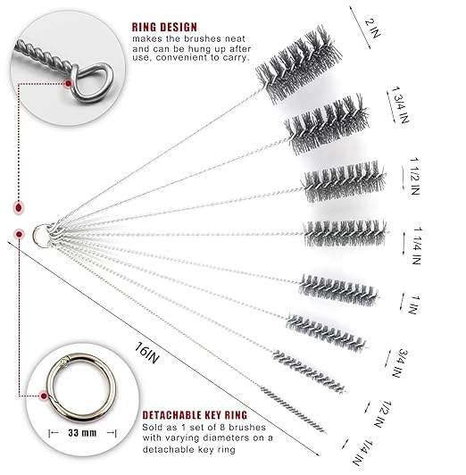 16 Inch Extra Long Pipe Cleaning Brush Set Abrasive Filament, 8 Piece Variety - Image 2