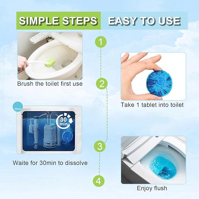 Toilet Bowl Cleaners, 100 Pack Blue Toilet Bowl Tablets - Image 6