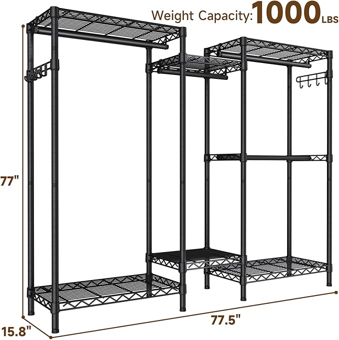 Heavy Duty Garment Rack Large Clothes Rack, Freestanding Closet Portable - Image 3