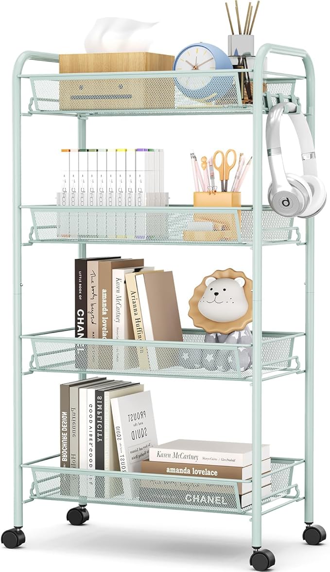 TOOLF 4-Tier Rolling Cart, Metal Utility Cart by TOOLF