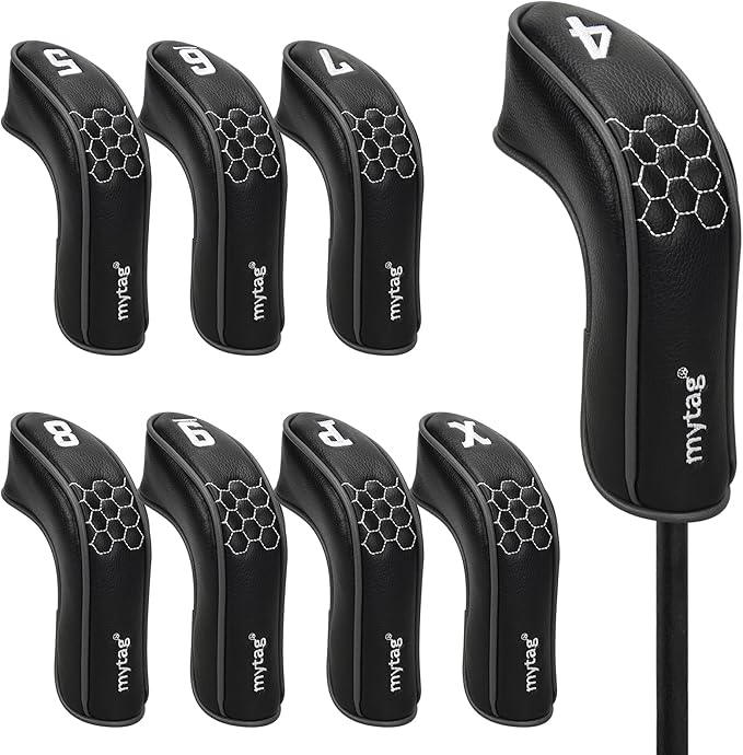 mytag 8PCS Golf Hybrid Iron Covers Set, Knit Hybrid Head Covers, Fits Cobra T by MytagGolf