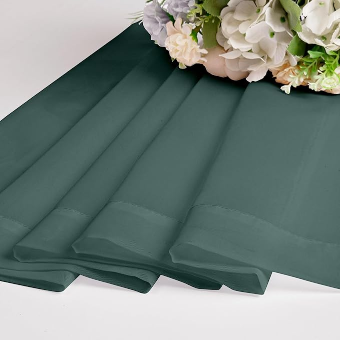 Chyhomenyc Hunter Green Sheer Curtains 63 Inch Length 2 Panels, Rod Pocket - Image 4