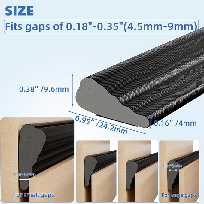 Wedge-Shape Window Weather Stripping Door Frame Seal Strip 196” Black, Upgrade - Image 2