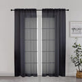 Chyhomenyc Black Sheer Curtain 72 Inches Length 2 Panels, Voile Top Dual Rod by Chyhomenyc