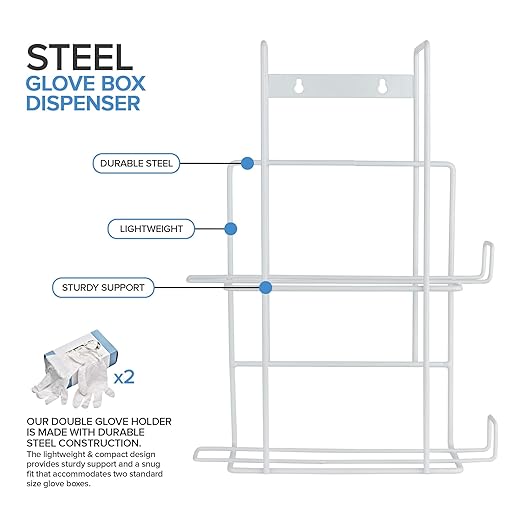 Stock Your Home (White Metal Double Gloves Dispenser, Tissue Box Shelf - Image 2