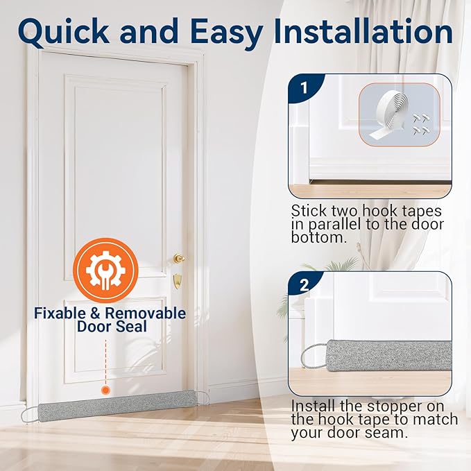 Door Draft Stopper for Bottom of Door, 36’’ Heavy Duty Under Door Draft Blocker - Image 5