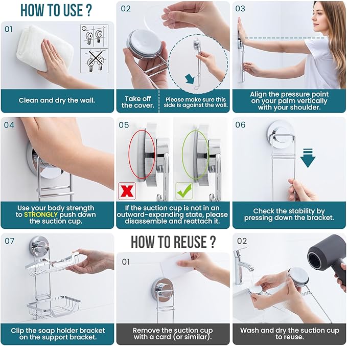 TAILI Double Layer Soap Dish Holder, Bar Soap Tray Suction Cup - Image 5