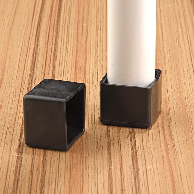 12 Pcs Black Square Anti-Slip Rubber Leg Tips Chair Leg Caps Furniture Floor - Image 9