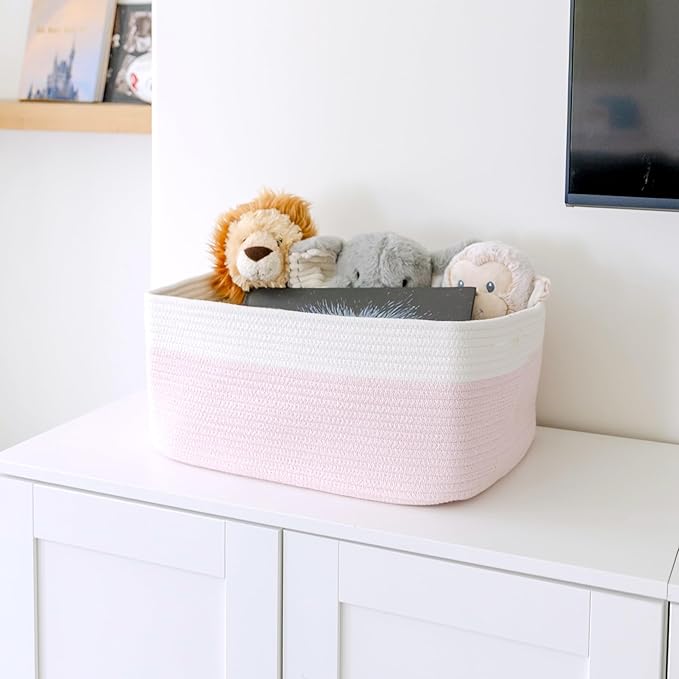 NaturalCozy Storage Baskets 16.8”x13”x7.6” Cotton Rope Woven Baskets - Image 8