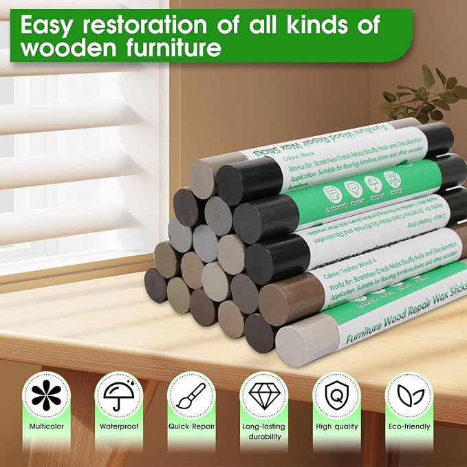 Furniture Markers Touch Up, 20 Colors Wood Filler Sticks, Wood Wax Crayons - Image 4