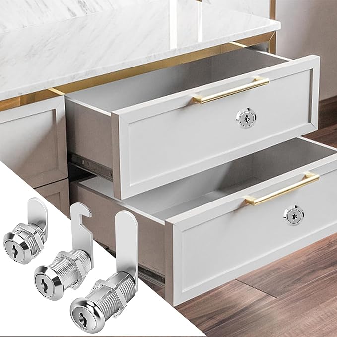 Cabinet Lock with Keys, 1-1/2" Long Cam Locks keyed Alike, Cam Lock Set - Image 8