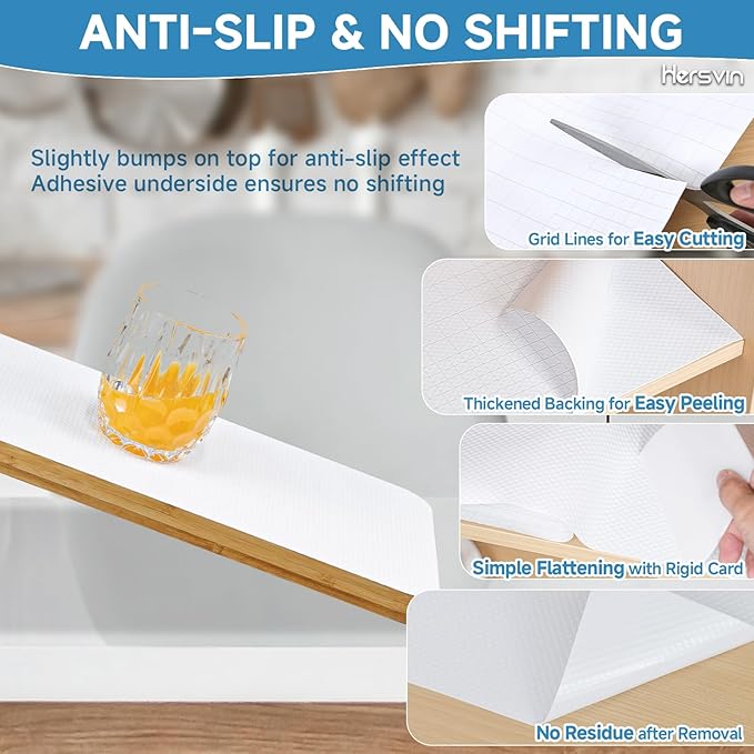 Shelf Liners 14 in x 20 ft Self-Adhesive EVA Drawer Mats, Cupboard Protector - Image 2