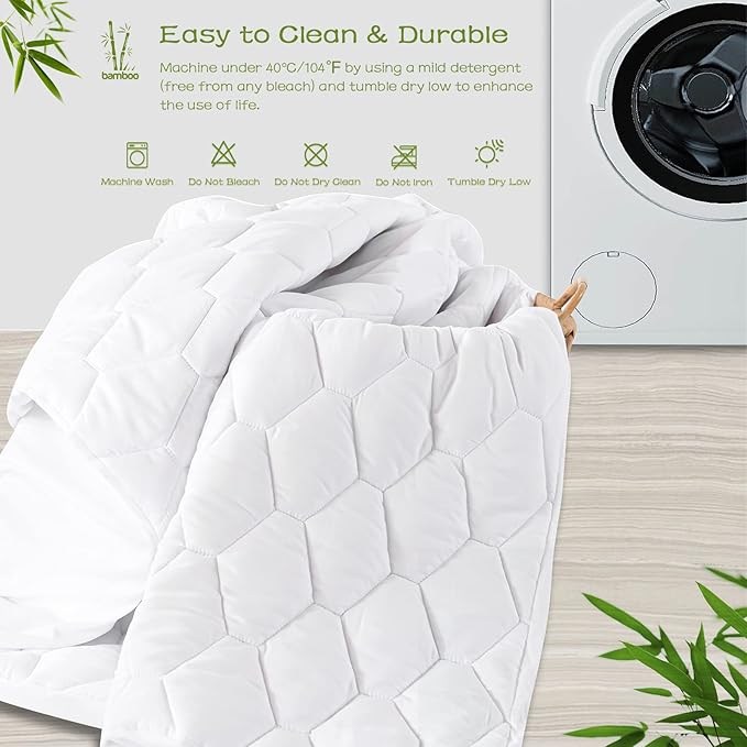 GRT Twin Mattress Protector Waterproof, Rayon from Bamboo, Cooling Quilted - Image 6