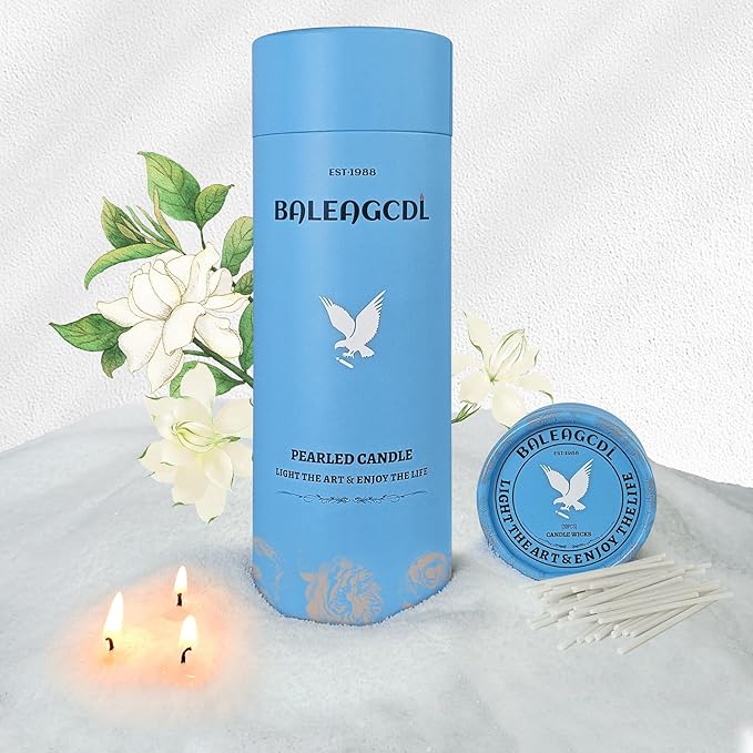 White Pearled Candle 18oz Luxury Sand Candle Granulated Wax by ZECHKAVAA