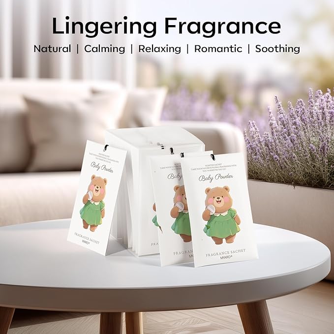 MYARO 12 Packs Baby Powder Scent Sachets Room Air Freshener - Image 6