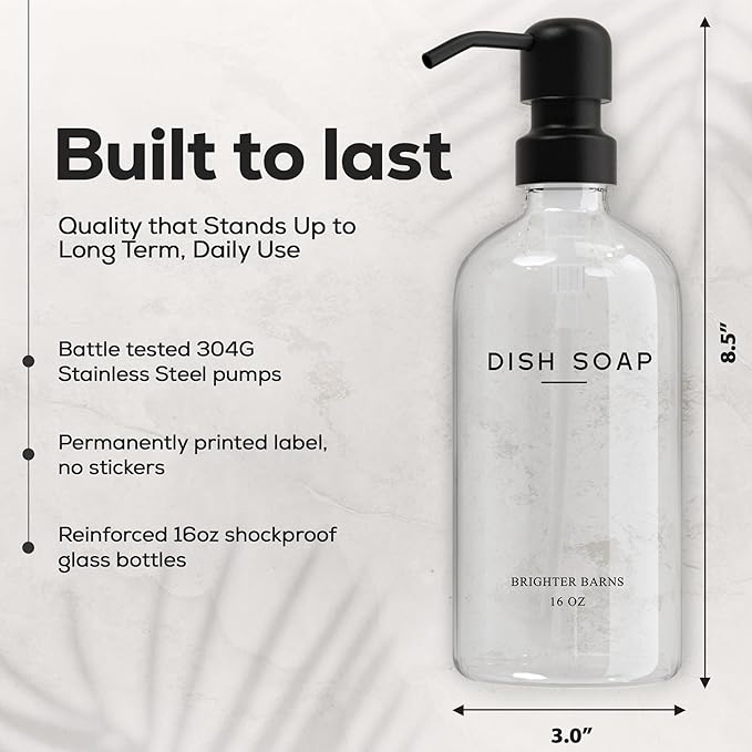 Clear Glass Hand and Dish Soap Dispenser Set by Brighter Barns - Image 3