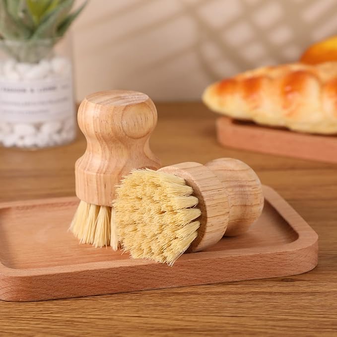 Nuenen 30 Packs Bamboo Dish Scrub Brushes Wooden Scrubbers Set Kitchen - Image 2