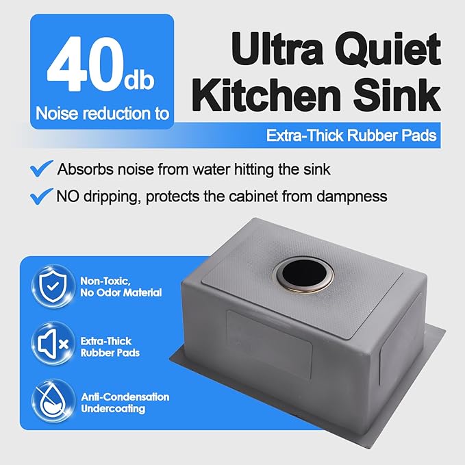 22x18 Inch Drop in Kitchen Sink, Handmade 304 Black Stainless Steel Sink - Image 5