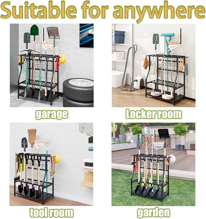 Garden Tool Organizer Holder Heavy Duty Steel Rack Up to 60 Long Handled Tools - Image 4