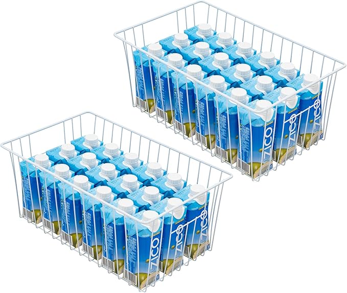16" L x 12" W Wider Freezer Storage Organizer Baskets Container, Deep Metal - Image 4