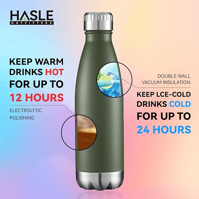 HASLE OUTFITTERS 17oz Stainless Steel Water Bottles, Vacuum Insulated Double - Image 4