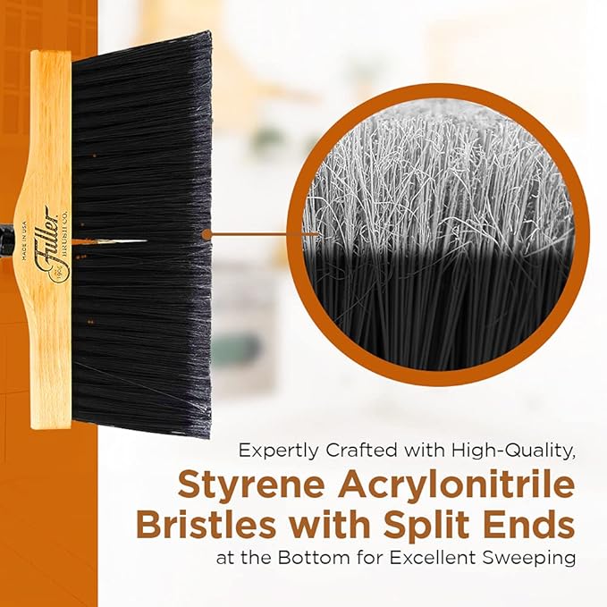 10” Upright Broom with 2 Piece Black Steel Threaded Handle - Image 4