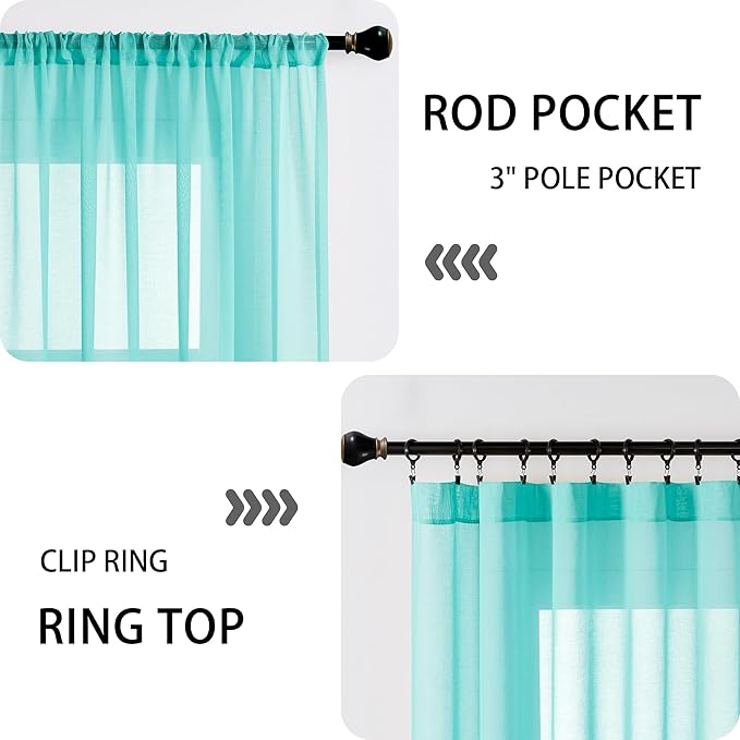 Tollpiz Sheer Door Curtains Closet Linen Textured Curtain Sheers Doorway Light - Image 5