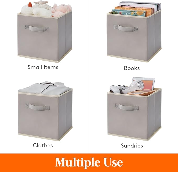 Lifewit Collapsible Fabric Storage Cubes Bins Set 11 Inch, Foldable Cubby - Image 5