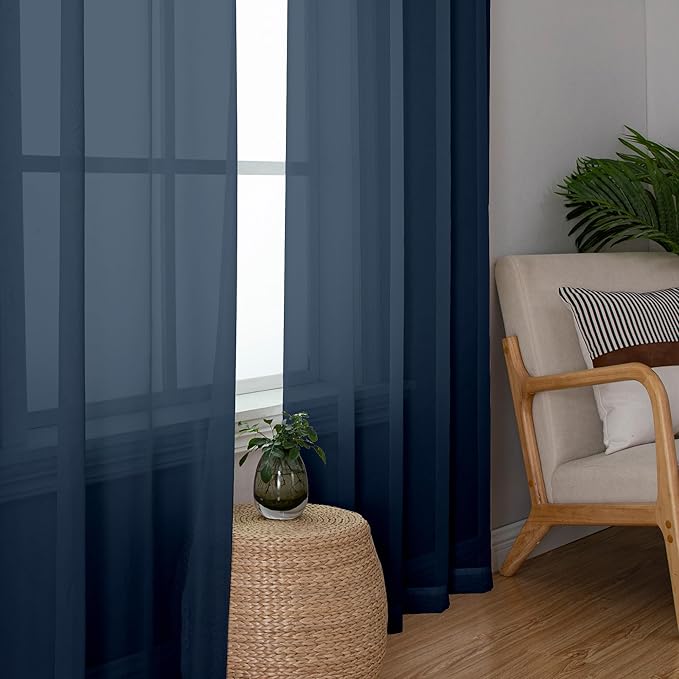 Chyhomenyc Voile Sheer Curtain Panels 54in Long 2 Pack, Short Bathroom Window - Image 3