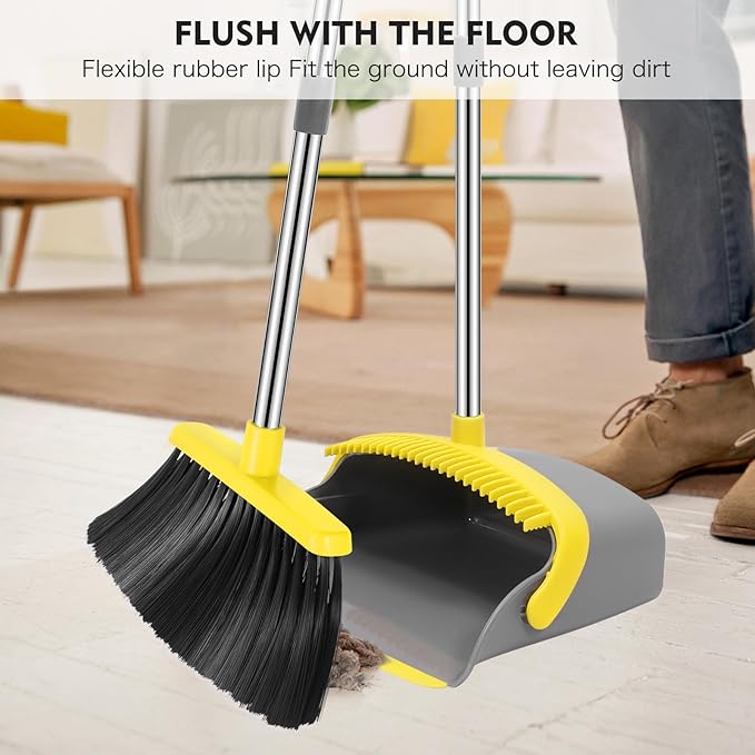 NACENA Broom and Dustpan Set, 55-in Long Adjustable Handle Broom Dustpan Combo - Image 3