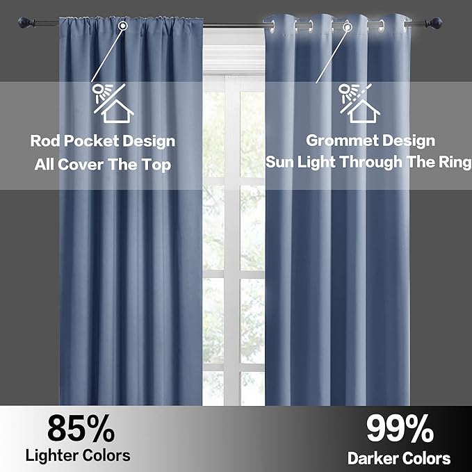 RYB HOME 45 inch Curtains for Kitchen Room Darkening Privacy Mini Curtain for - Image 6