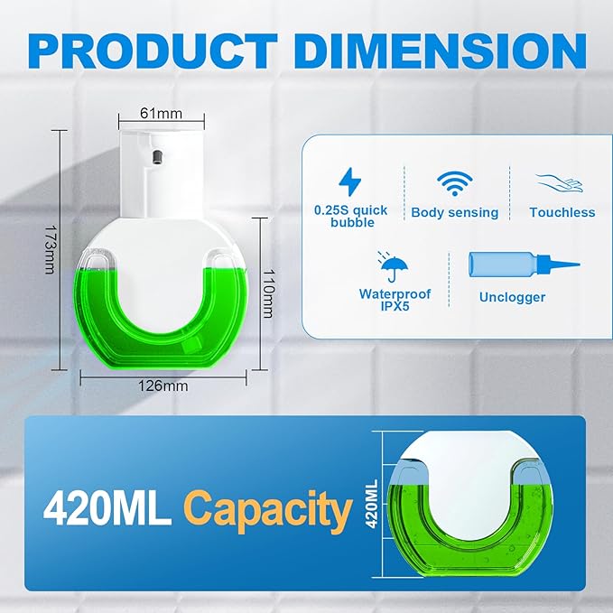 Automatic soap dispenser touchless 15oz/420ml Kitchen Dish Automatic Liquid - Image 2