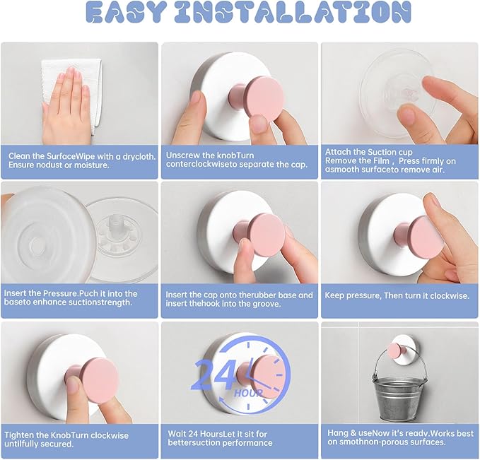 4 Pcs Suction Cup Hook for Shower，304 Stainless Steel Removable Hooks，Towel - Image 7