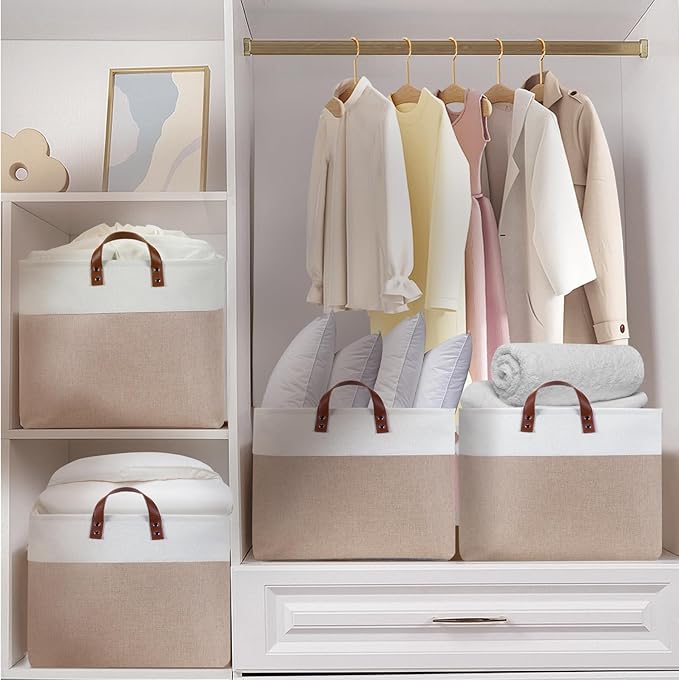 DULLEMELO Extra Large Baskets for Organizing, Foldable Blanket Basket Living - Image 6