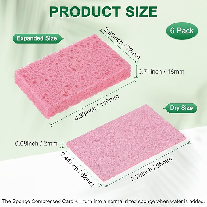 6-Pack Kitchen Sponges, Condense Eco Cellulose Non-Scratch Scrub Heavy Sponge - Image 3