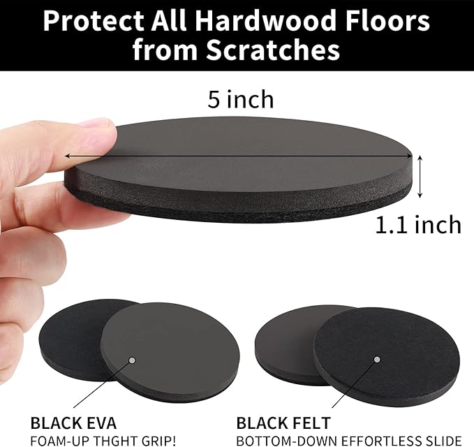 Ezprotekt 5" Round Felt Furniture Movers Sliders - Image 2