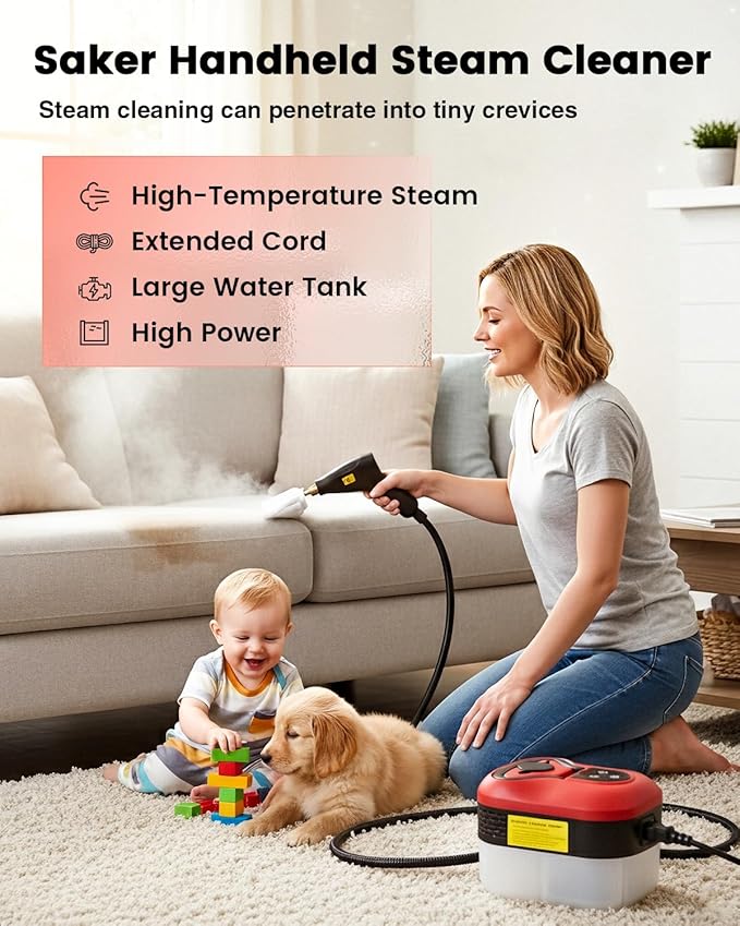 Saker Steam Cleaner for Home, 6-Level Adjustable Steamer for Cleaning, Portable - Image 9