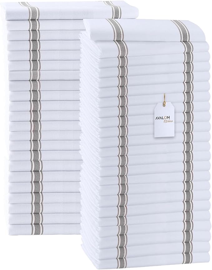 Dish Towels Set Size 15x25 Inch, 100% Cotton Soft & Absorbent Linen Kitchen by Avalon+Kitchen