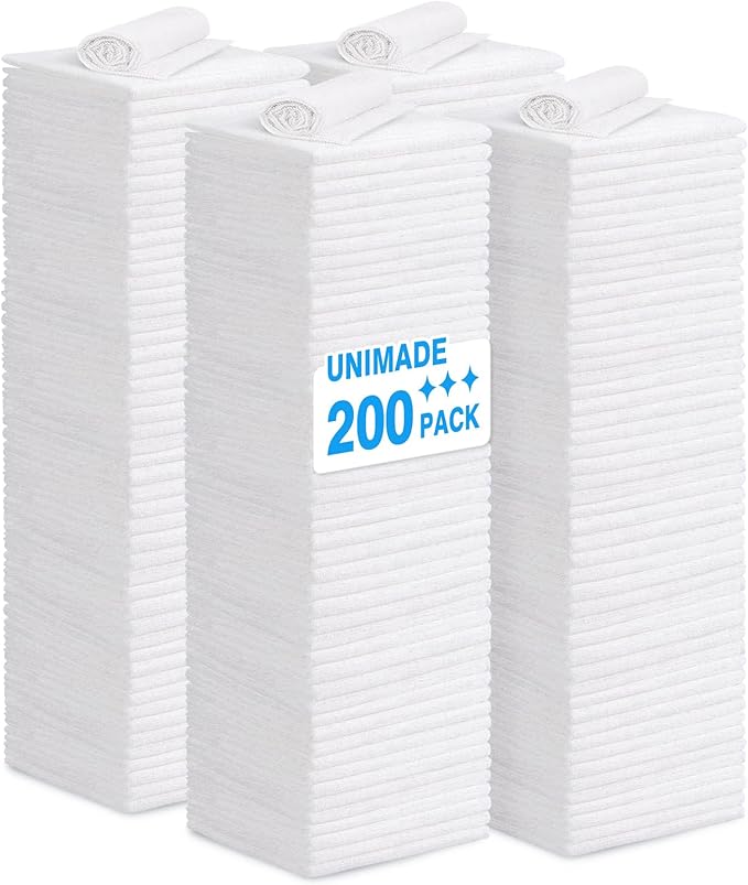 Shop Towel Rag, 200 Pack Reusable Rags Bulk Microfiber Cleaning Cloth Lint Free by Unimade