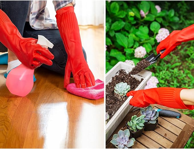 Vgo... 1-Pair Dishwashing Gloves, Reusable Household Gloves, Kitchen Gloves - Image 6