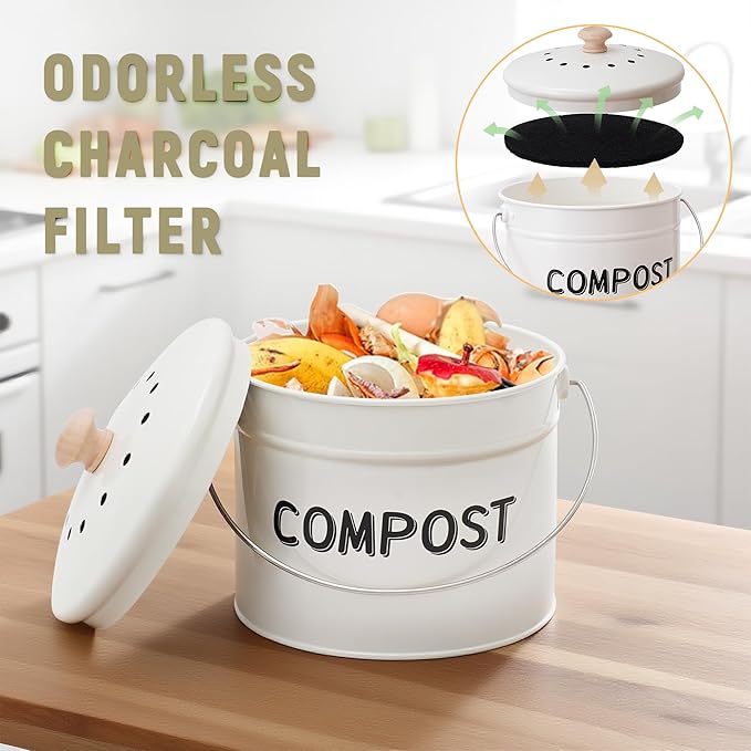 Compost Bin for Kitchen Counter, 1 Gallon Compost Bucket - Image 6