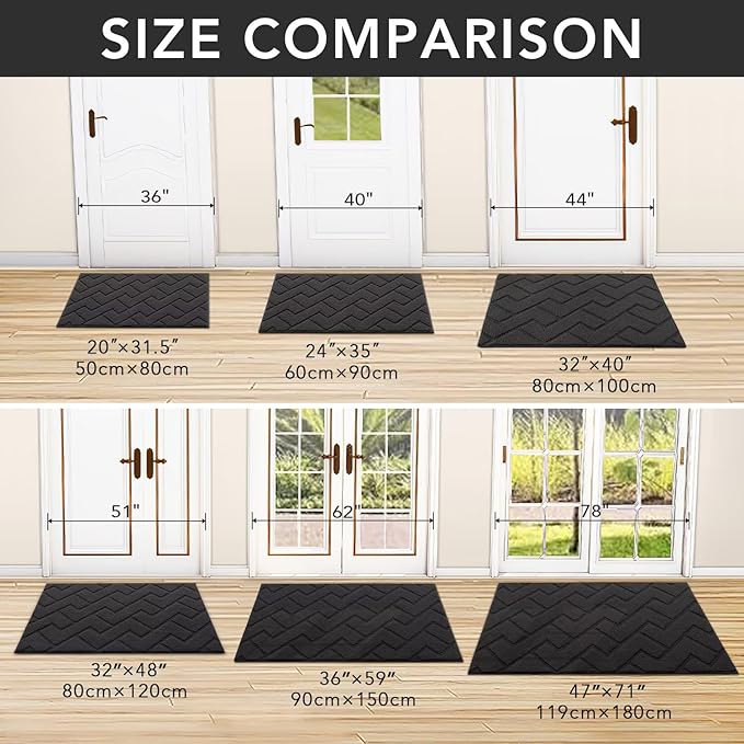 hicorfe Indoor Doormat, Front Back Door Mat Rubber Backing Non Slip Door Mats - Image 5