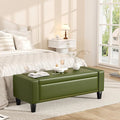 48.8" Storage Ottoman Bench Green | Faux Leather Bedroom Bench by Akmakm