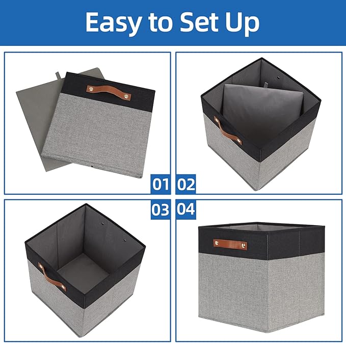 Temary 13 x 13 Storage Cubes Foldable Storage Cubes 4 Pack Canvas Storage Bin - Image 7