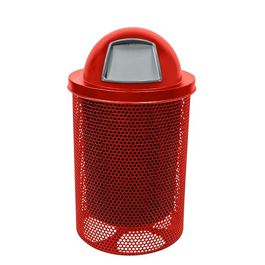 COATEDOUTDOORFURNITURE RDT-P-RED Heavy Duty Round Trash Receptacle by CoatedOutdoorFurniture