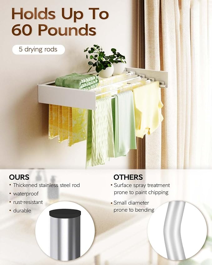 Foldable Wall Mounted Clothes Drying Rack - Image 3