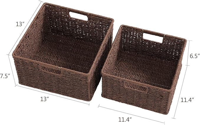 HOONEX Storage Baskets for Organizing, Decorative Round Paper Rope Woven - Image 4