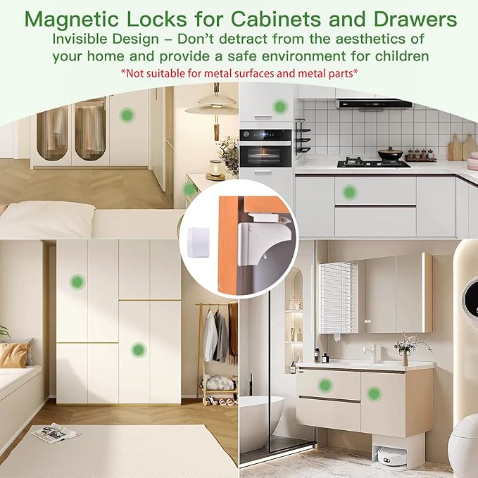 10 Pack Vkania Magnetic Cabinet Locks Baby Proofing - Image 7