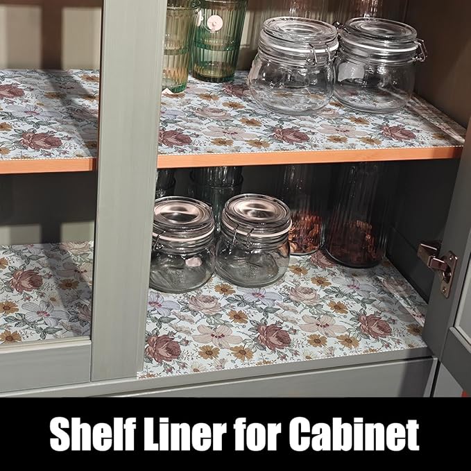 Floral Drawer Shelf Liners, Non Adhesive and Strong Non-Slip Cabinet Drawer - Image 6